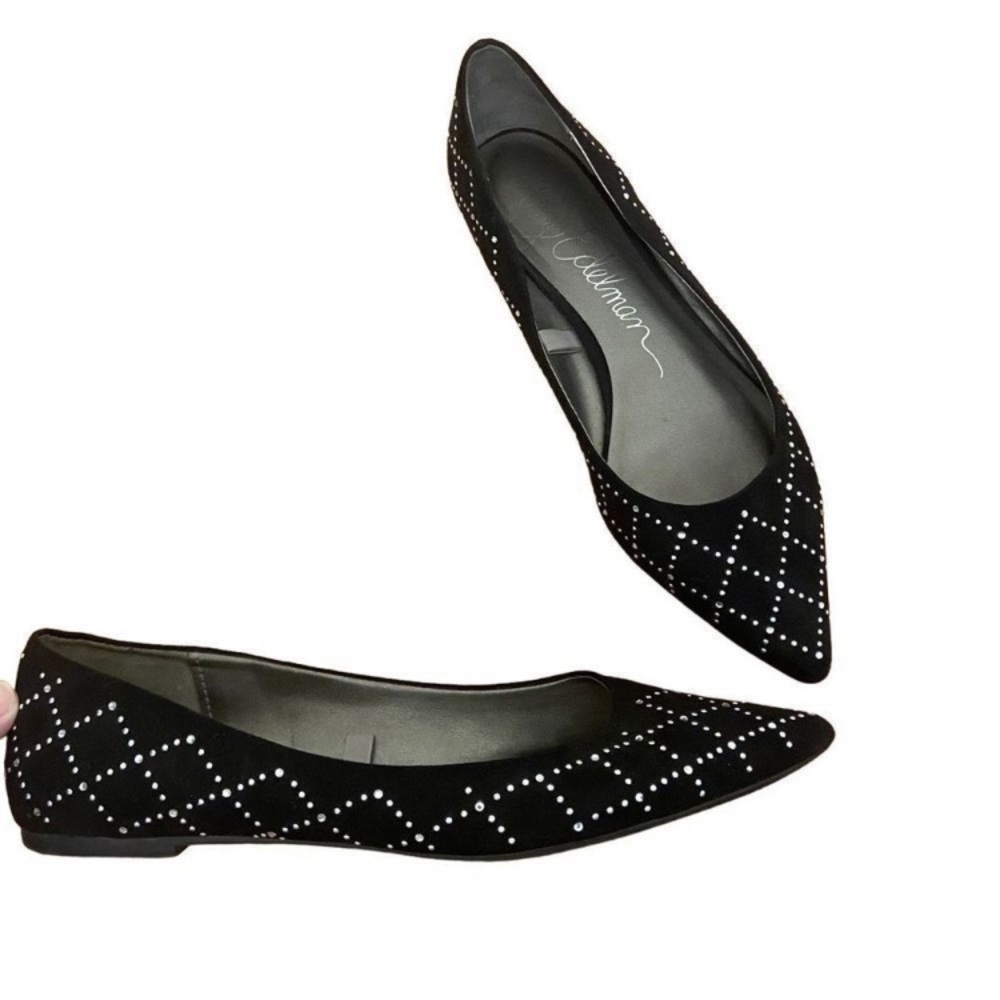 Black Studded Pointed Flats